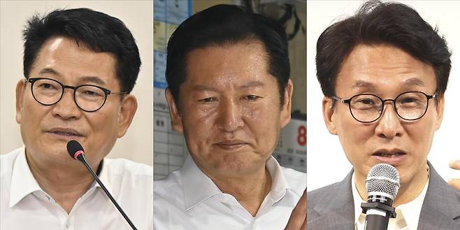 송영길, 정청래, 김민석 더불어민주당 당대표 후보가 4일 전남광주 화순, 북구, 전북 김제에서 각각 일정을 하고 있다. 2026.08.04 뉴시스