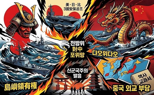 중일 갈등을 묘사한 AI 생성 이미지. 2026. 8. 5. 서울신문