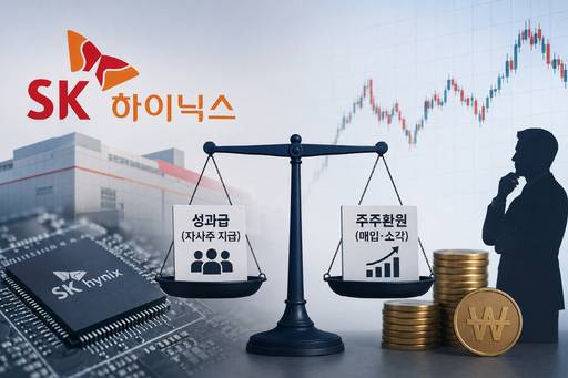 SK하이닉스의 자사주 성과급 지급과 주주환원 정책을 형상화한 생성형 AI 이미지.