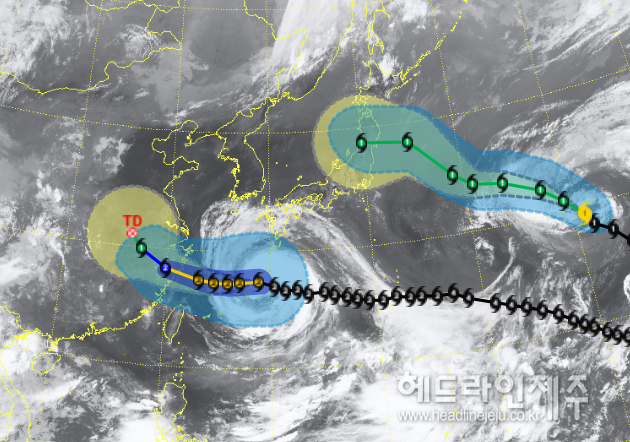 2개 태풍 경로 위성사진. (사진=기상청)