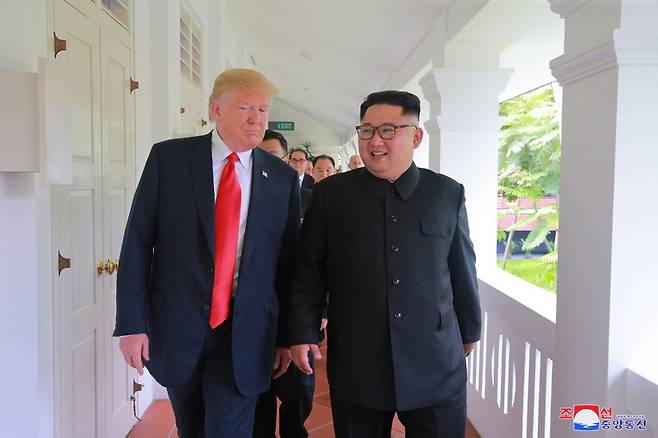 2018년 싱가포르에서 회담한 김정은과 트럼프 / 사진=연합뉴스