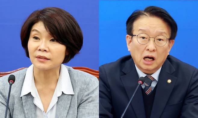 더불어민주당 한정애 의원(왼쪽), 권칠승 의원. 연합뉴스