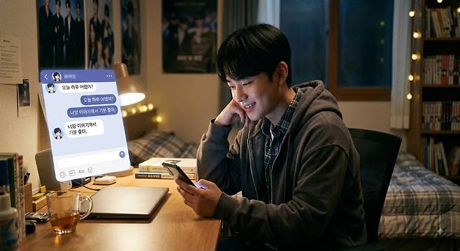 AI 채팅 앱과 대화하고 있는 청소년의 이미지./이미지=구글 제미나이로 형성