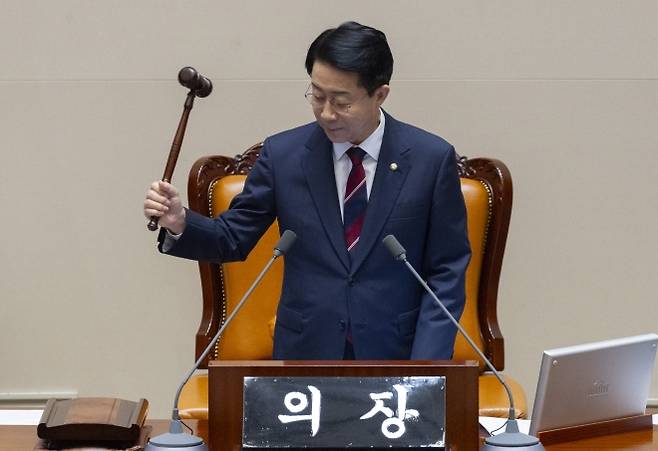 조정식 국회의장이 3일 국회에서 열린 제439회 국회 정기회 2차 본회의를 개회하고 있다. 2026.9.3 연합뉴스