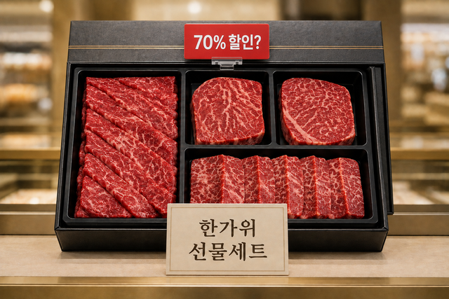 시중에 판매되는 명절 선물용 한우세트 예시
