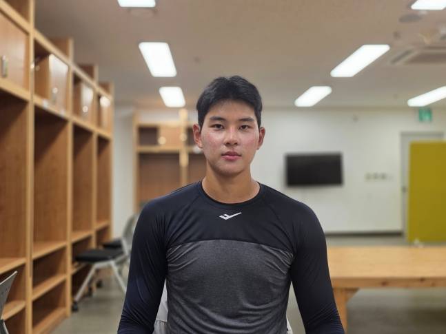 부산고 하현승이 최근 울산 문수야구장에서 열린 한국 U-18 야구 국가대표 훈련을 마치고 스타뉴스와 인터뷰에 응했다. /사진=김동윤 기자