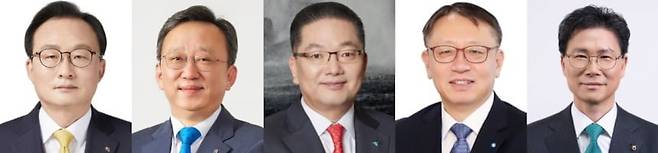 이환주(왼쪽부터) KB국민은행장, 정상혁 신한은행장, 이호성 하나은행장, 정진완 우리은행장, 강태영 NH농협은행장./조선DB