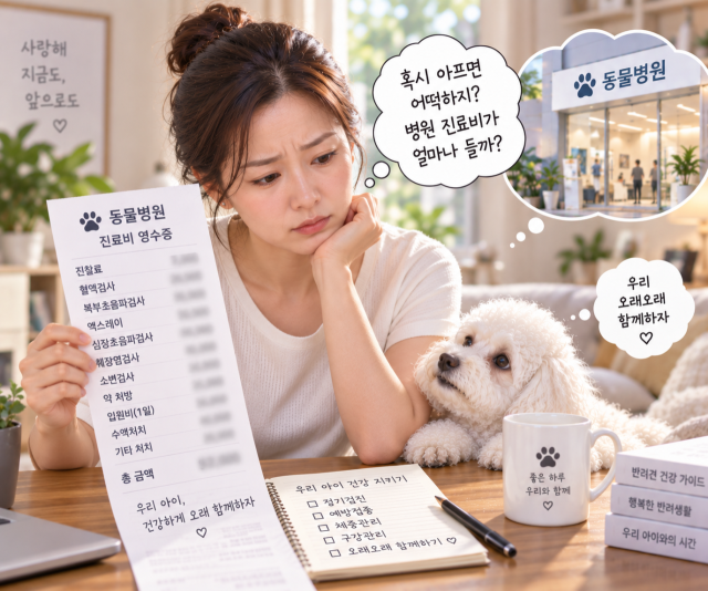 반려동물을 키우는 보호자라면 한 번쯤 이런 생각을 해봤을 것이다. "동물병원 진료비는 왜 병원마다 다를까?" "우리 아이가 아프면 치료비가 얼마나 들까?" AI 생성 이미지. 박순석동물메디컬센터