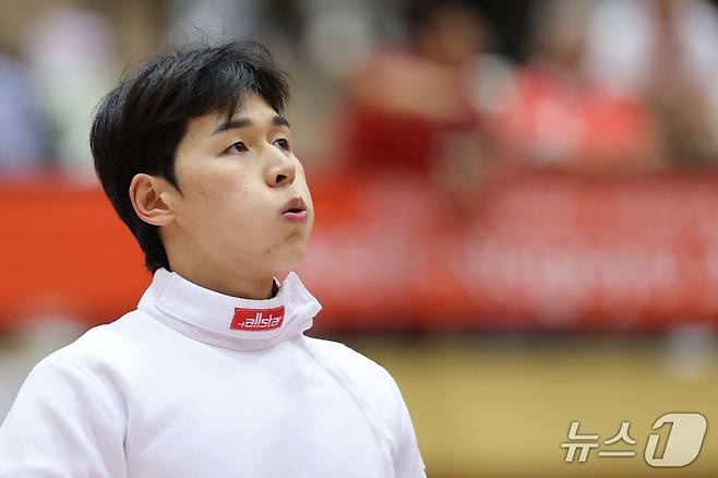 대한민국 전웅태가 16일 일본 안조 스포츠 파크에서 근대5종 펜싱 시딩라운드를 준비하고 있다. ⓒ 뉴스1 안은나 기자