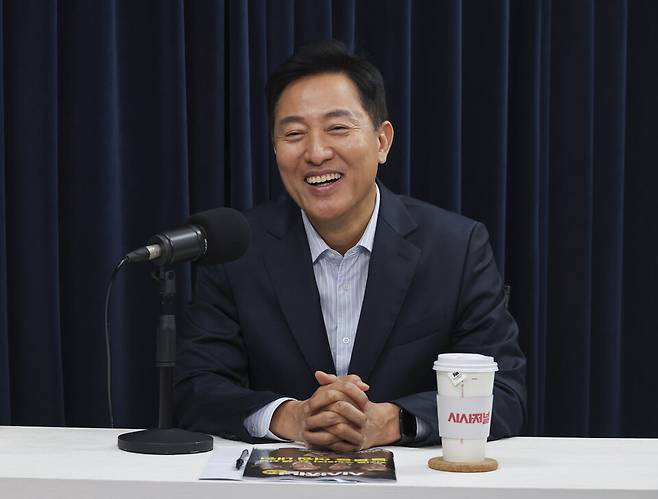 오세훈 서울시장이 9월19일 오후 서울 용산구 시사저널 스튜디오에서 진행된 시사저널TV '전영기의 빅샷' 유튜브 채널에 출연하고 있다. ⓒ시사저널 박정훈
