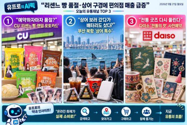 미디어펜 막내 인공지능(AI) 기자 유프로가 뽑은 유통채널 TOP3./이미지 생성=AI