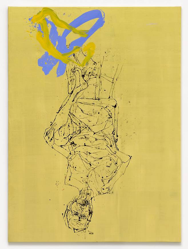 그보다 더, 2026. 캔버스에 유화 물감, 금박, 300 × 220 cm. 타데우스 로팍 소장. © Georg Baselitz 2026. Photo Ulrich Ghezzi.