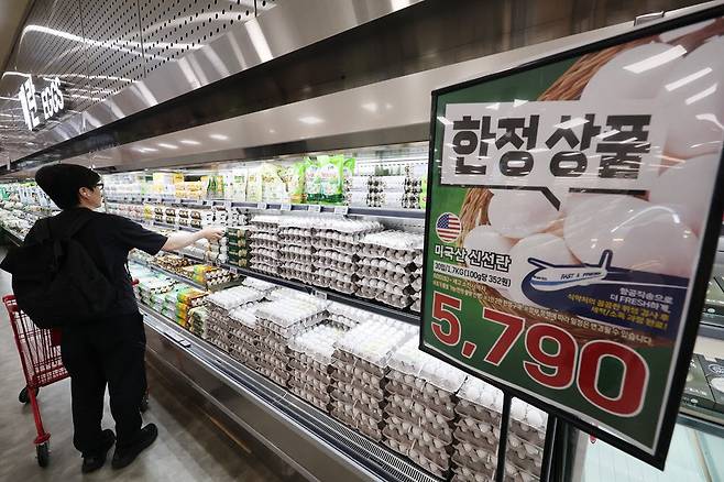 지난 6월 서울의 한 대형마트에 진열된 미국산 신선란. (사진=연합뉴스)