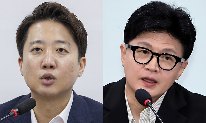 이준석 개혁신당 대표(왼쪽), 한동훈 무소속 의원. 연합뉴스