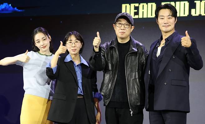 배우 김민하(왼쪽부터)와 김다민 감독, 한준희 기획총괄, 배우 이희준 /사진=뉴스1