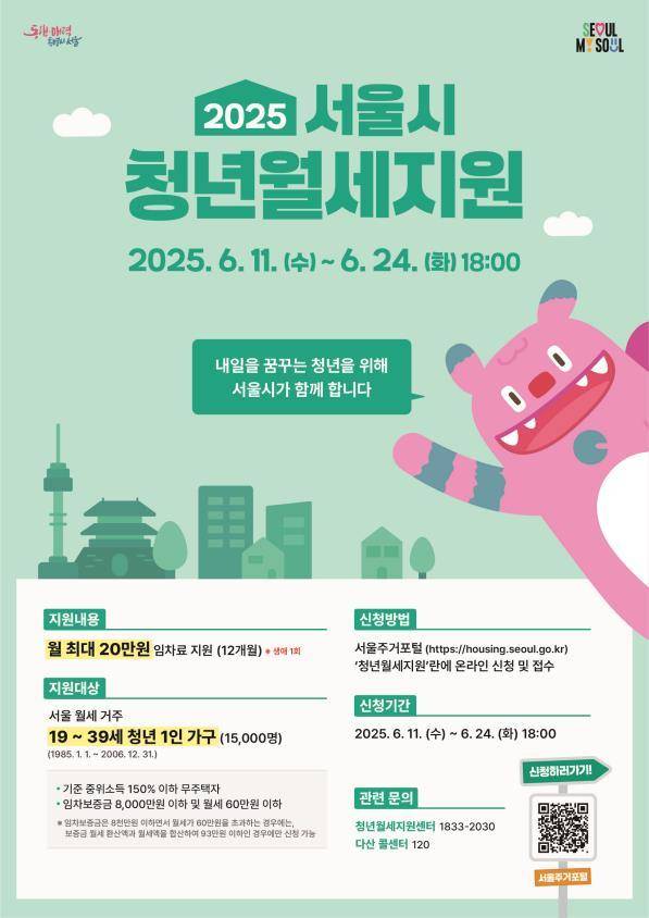 2025 서울 청년월세지원 포스터